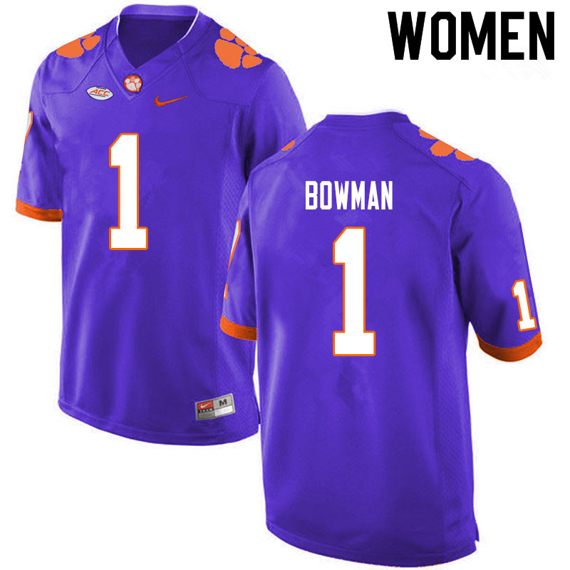 Women #1 Demarkcus Bowman Clemson Tigers College Football Jerseys Sale-Purple - Click Image to Close